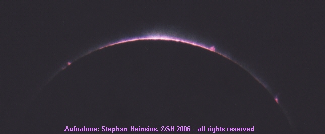 Chromosph&auml;re und Protuberanzen zum 2. Kontakt